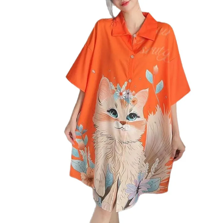 女女薄款睡裙睡衣宽松性感韩版新款轻奢冰丝高级感家居服开衫夏季