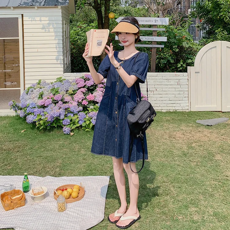 高级感薄款牛仔连衣裙女小个子夏季2025新款港风复古休闲减龄裙子