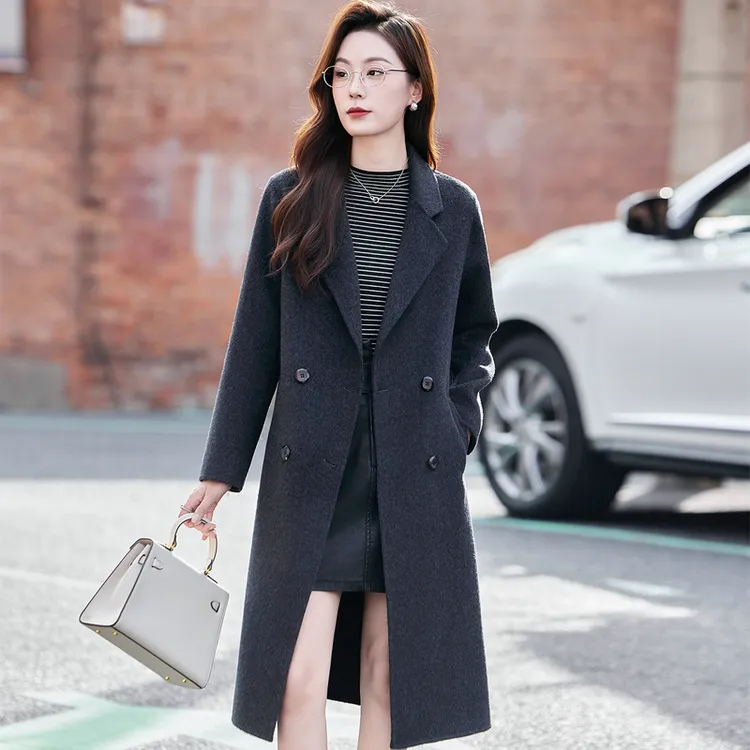 赫本风双面羊绒大衣女中长款2025秋冬季新款收腰显瘦羊毛呢子外套