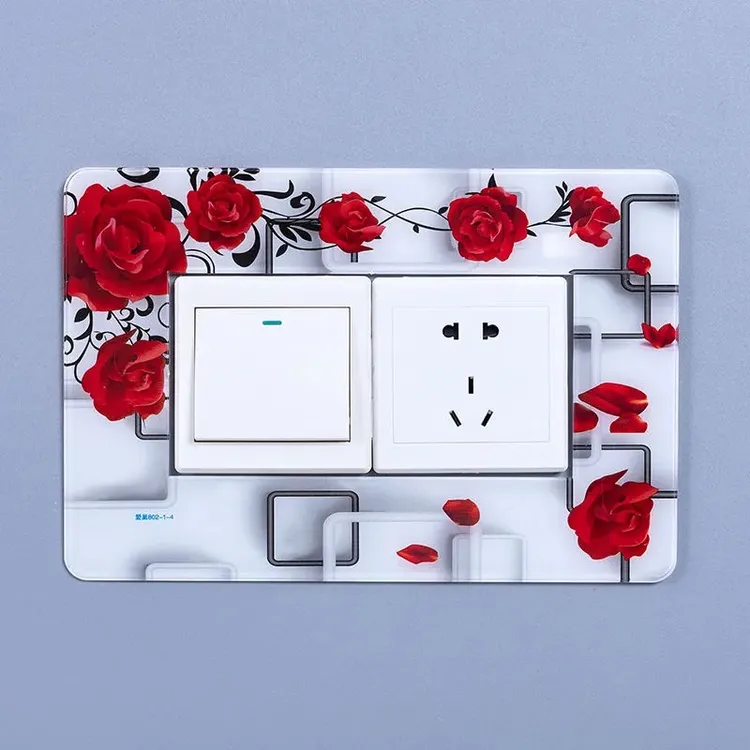 二合一亚克力双开关贴套家用灯开关插座装饰保护墙贴