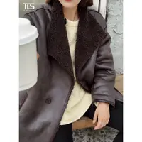 TT【晚霞】美丽诺羊毛重磅圆领落肩廓形软糯慵懒风针织毛衣MY5012