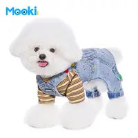 mookipet狗狗秋季新款衣服比熊马尔济斯小型犬牛仔背带裤可牵引