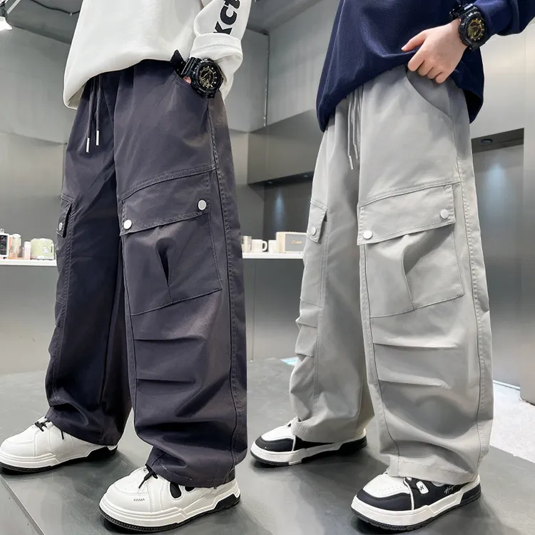 男童工装裤宽松春秋款儿童休闲裤直筒裤子百搭潮流秋季韩版中大童