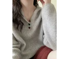 【红绿灯】秋冬时尚休闲宽松连帽套头长袖针织衫女士毛衣帽衫-9552