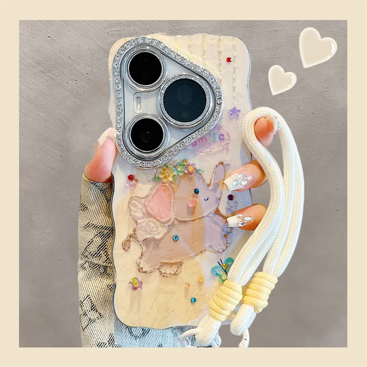 适用华为pura70pro+手机壳高级感蓝光点钻小飞象pura80pro闪粉女