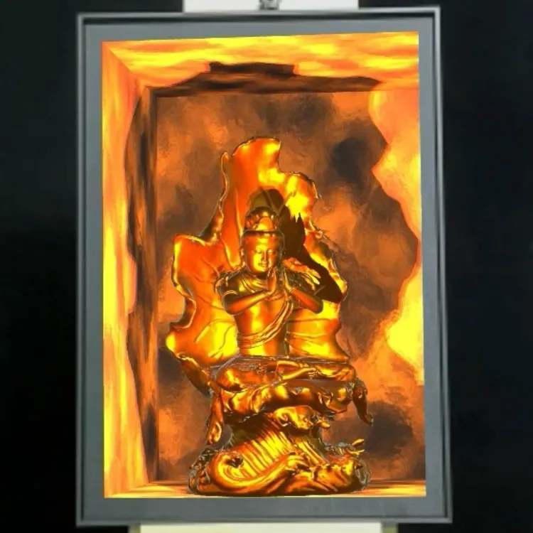 3《一叶叶观音AR成品刺绣装饰画》竖款客厅玄关办公室茶室书房挂画