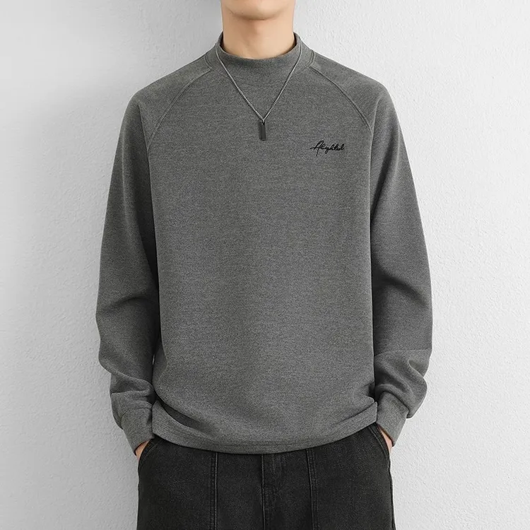 德绒打底衫男秋冬季磨毛内搭保暖双面绒男长袖T恤半高领秋衣卫衣