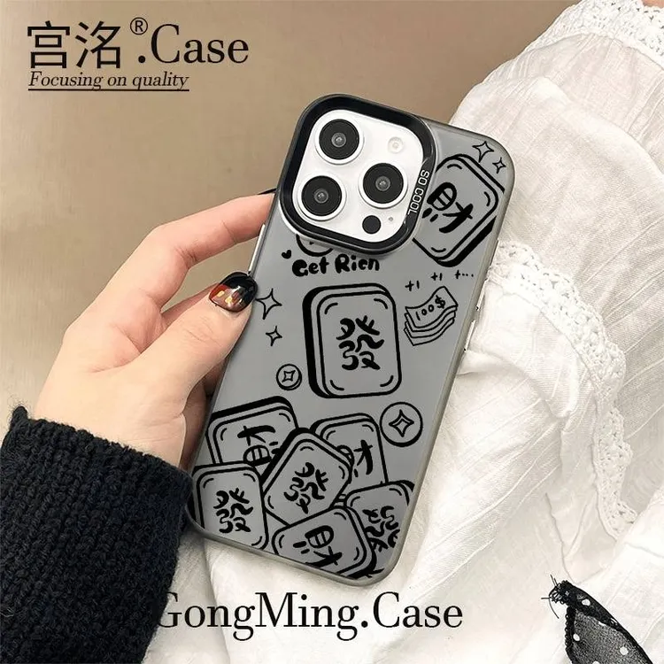 透发财麻将彩银壳适用于iPhoneiPhone苹果16手机壳华为oppo小米手