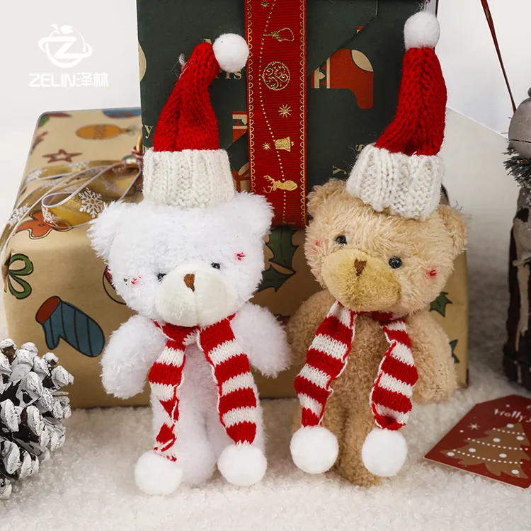 【泽林】 圣诞毛绒围巾小熊花束公仔鲜花礼物迷你小熊玩偶