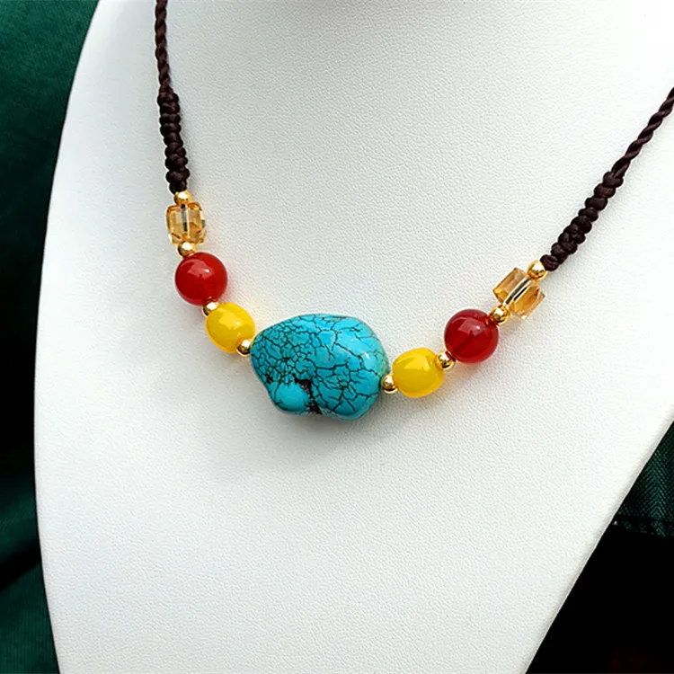 非金属陶瓷项链 新款手工编织高档松项链女款锁骨链时尚百搭坠链