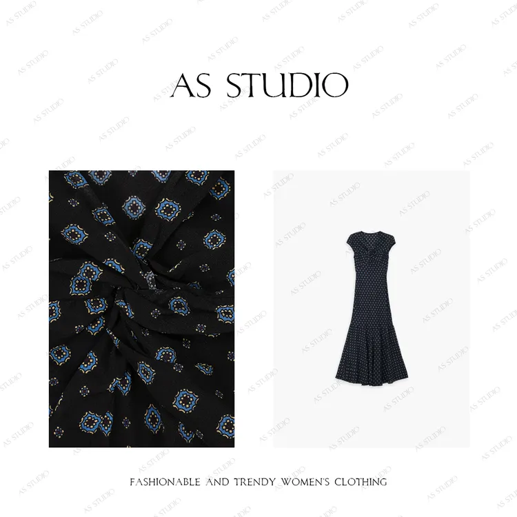 【AS虞美人】25新气质百搭修身显瘦碎花真丝连衣裙AS25XLYQ01478