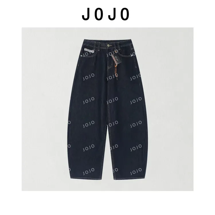 玖了个玖 2025秋季新款复古阔腿弯刀牛仔裤宽松休闲长裤2510C6583