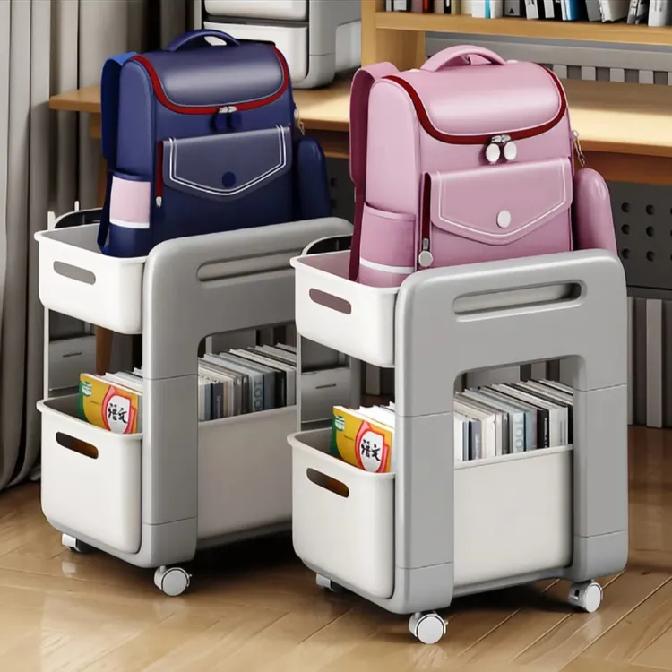 书包置物架可移动小推车书本收纳架神器家用放书包桌下滑轮柜