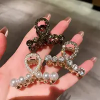 珍珠水钻小抓夹侧边夹半扎发夹后脑勺顶夹女时尚百搭镶钻新娘发饰