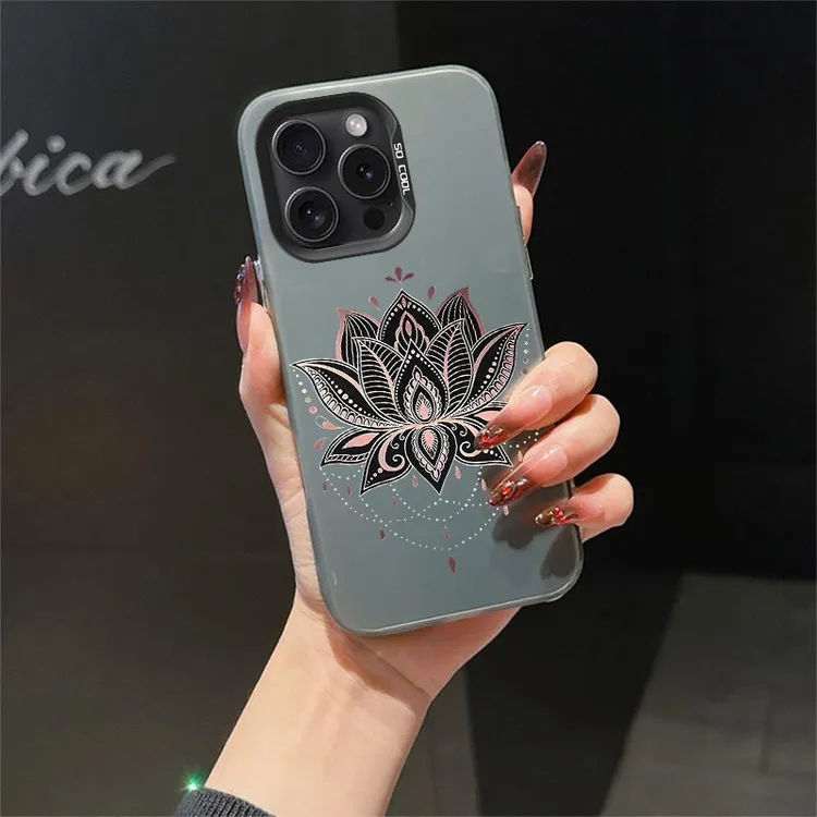 【苹果】绯色莲芒图案适用苹果系列iphone16/15/14手机壳全包防摔