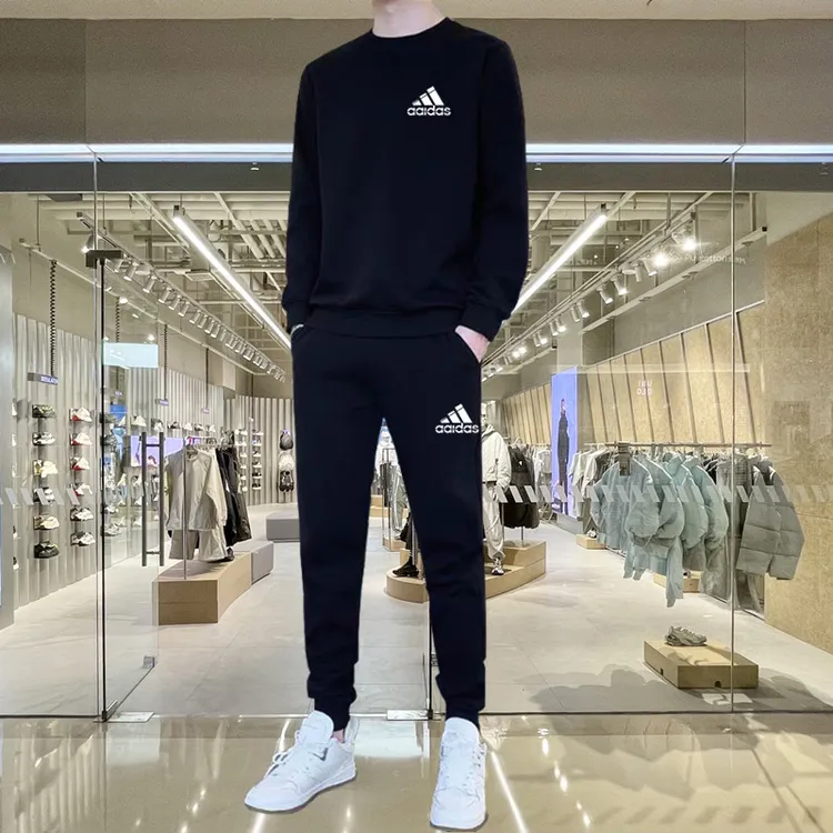 奥莱正品丨秋冬男女圆领长袖卫衣长裤一整套情侣爆款加绒休闲套装