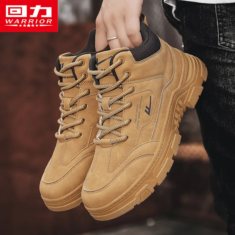 回力男鞋黑色高帮板鞋秋冬新款户外登山休闲马丁靴男士劳保工装鞋