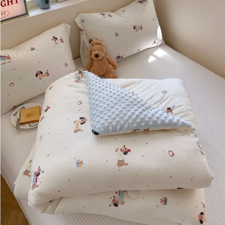 可爱儿童春秋被牛奶针织棉大豆被A类豆豆绒婴儿被子秋冬加厚冬被