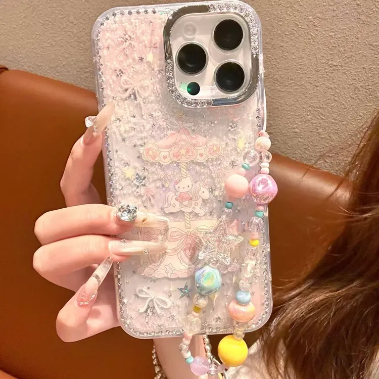 【自带相机保护按键】旋转木马KT适用苹果16手机壳15华为闪钻13/14