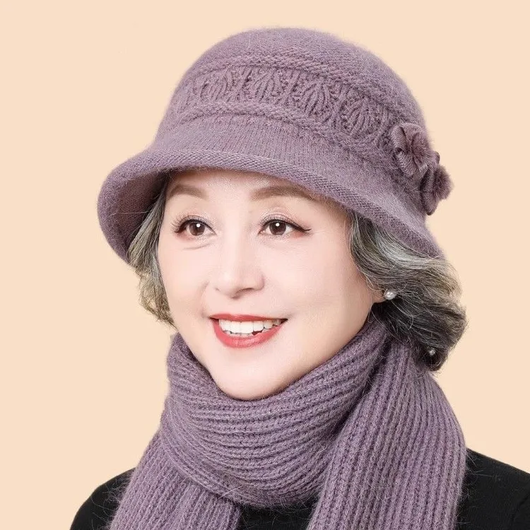 2024年冬季帽子冬季老太太甜酷风女针织盆帽加绒加厚盆帽