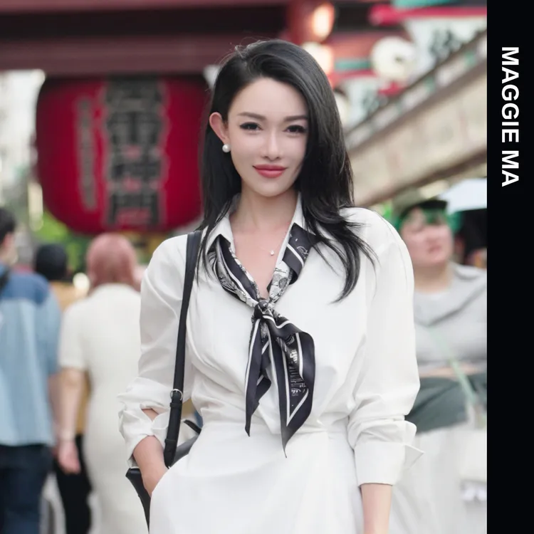 MAGGIE MA马婧设计师款月光白温柔知性气质法式连衣裙400D