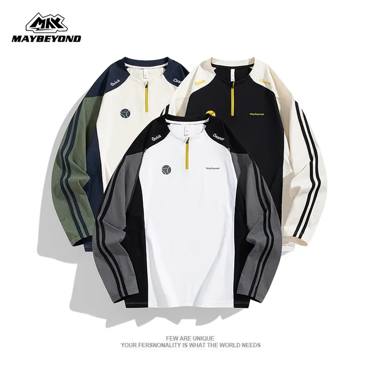 MAYBEYOND 25AW新款落肩拼接撞色宽松情侣抗菌吸湿速干功能性长袖