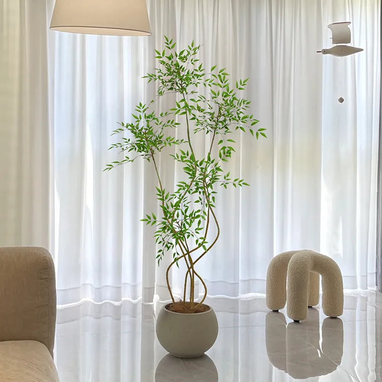 南天竹仿真植物盆景工艺落地摆件仿生绿植大型假盆栽装饰高端轻奢