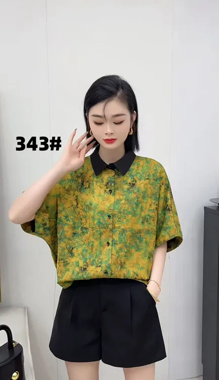 夏季新款女式简约风宽松休闲上衣短袖气质妈妈装小衫343