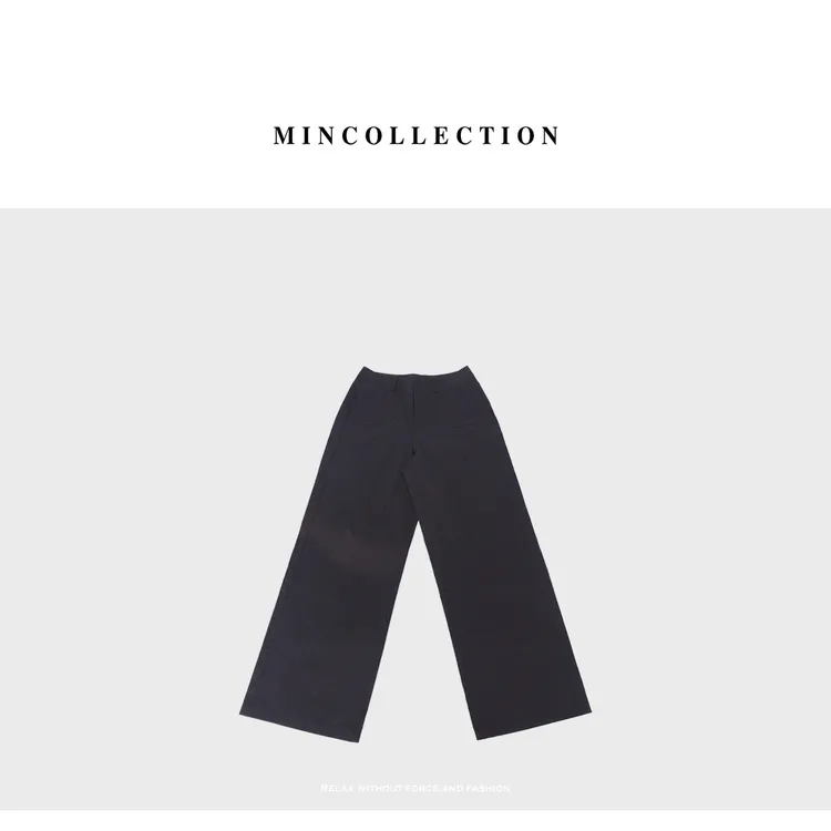 直筒黑裤/直腿显瘦百搭宽松棉质直筒休闲裤（美式极简裤）WS714