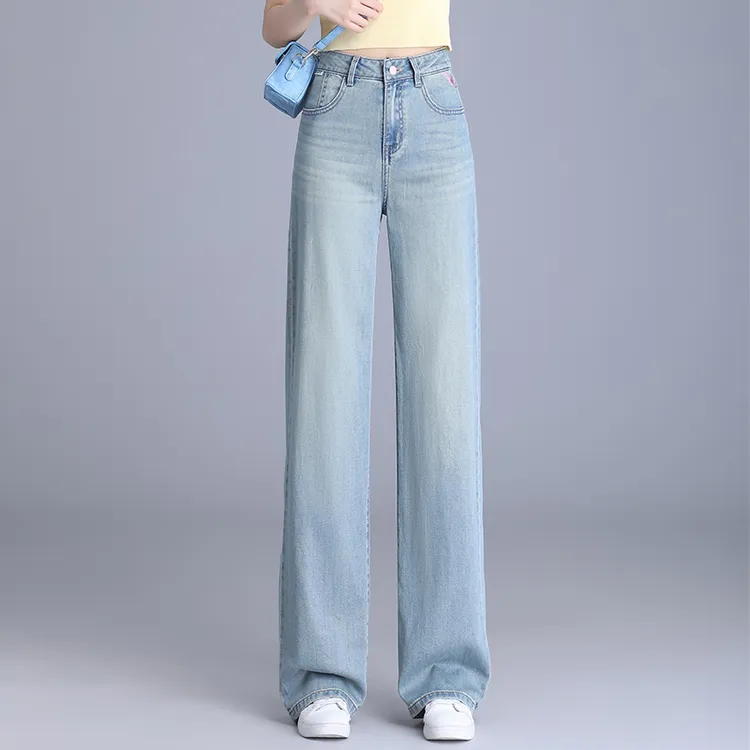哥弟阿玛施正品梨形穿搭2025春季直筒宽松高腰时尚显瘦牛仔阔腿裤