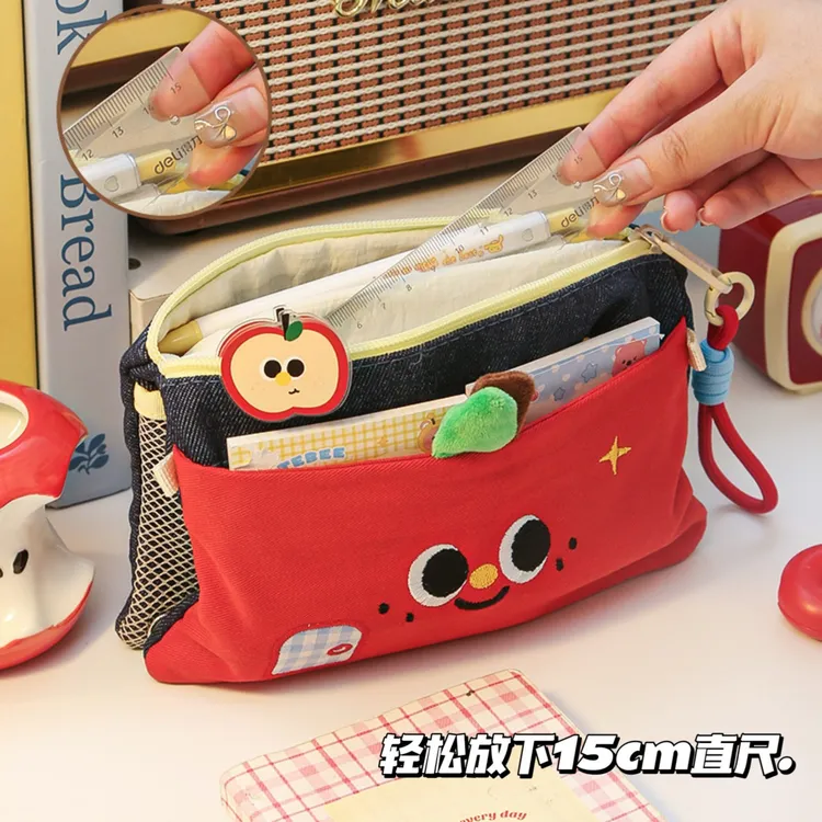 ins苹果文具袋大容量2025新款铅笔袋儿童笔袋学生学习高颜值文具