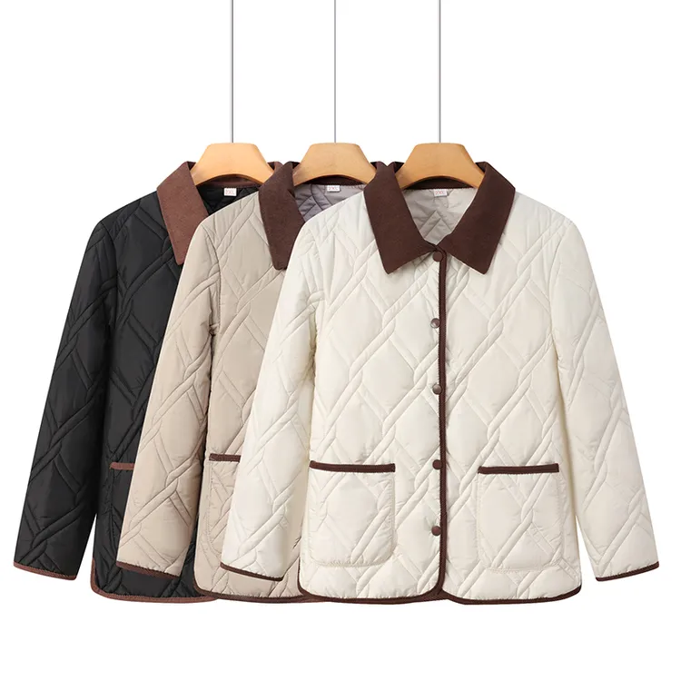 2025新款小香风妈妈装棉袄外套轻薄小个子中老年人气质新款棉衣女