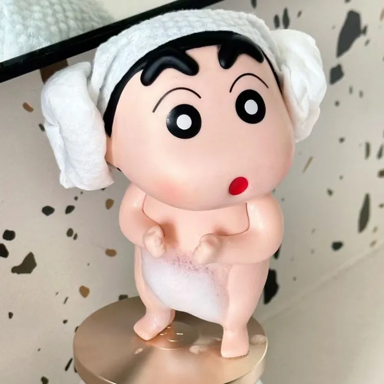 （高品质-洗澡蜡笔小新）实心公仔 可爱精致摆件野原新之助手办