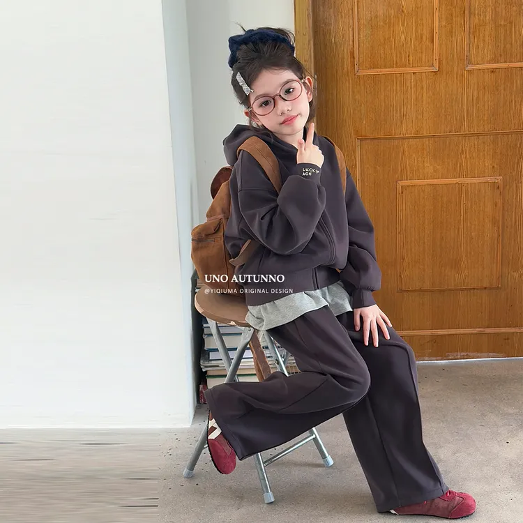 现货【麦麦秋】【三明治】铜氨丝空气层女大童春秋连帽卫衣长裤CP198