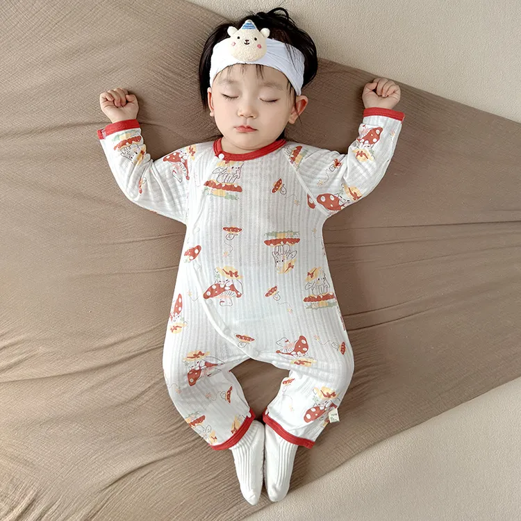 新生婴儿儿衣服夏季长袖无骨薄款竹纤维空调服连体衣宝宝哈衣睡衣