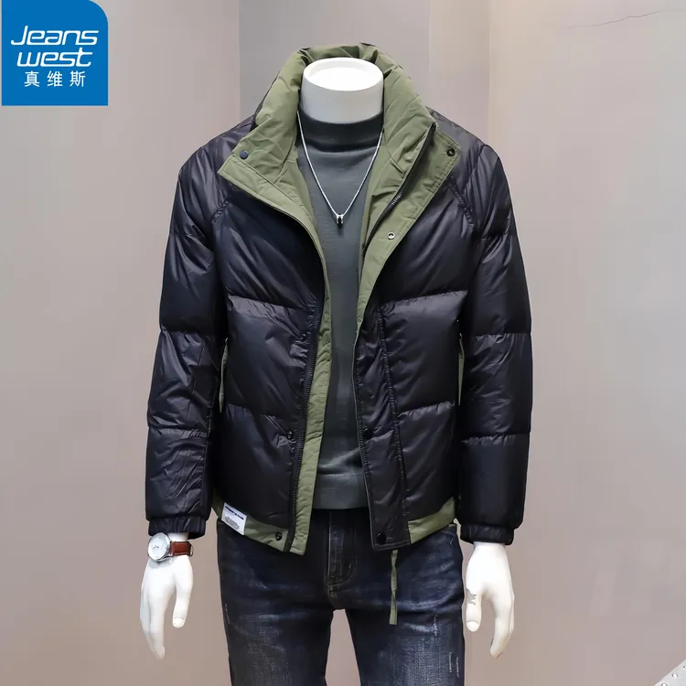 真维斯Jeanswest新款正品男士冬季外套羽绒服飞行员商务休闲痞帅