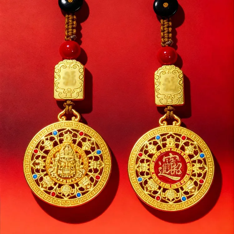 八宝罗盘驾车钥匙扣中式民族风罗盘合金挂件金属吊坠礼物高级感商品图