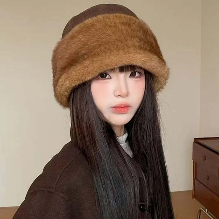 贝雷帽女秋麂皮绒加厚护耳渔夫帽子女冬季一帽多戴保暖防寒雷锋帽