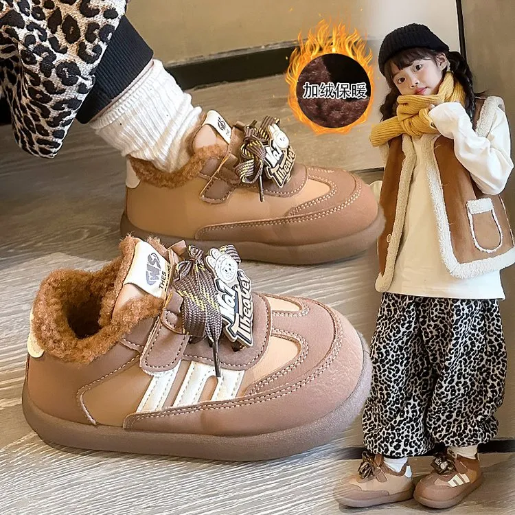 女童加绒保暖棉鞋2025冬季新款爆款儿童轻便百搭外出德训鞋休闲鞋