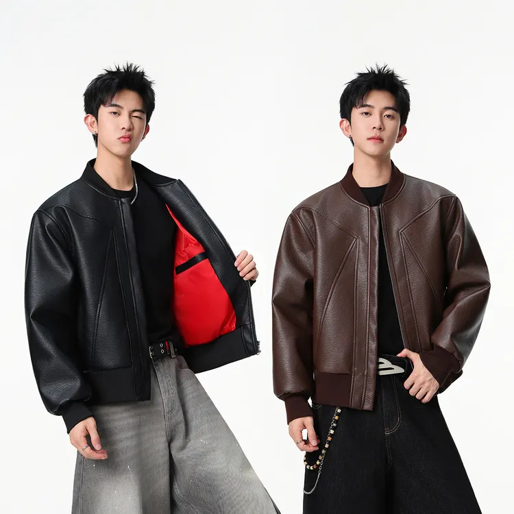 美式皮衣外套男款秋季爆款2025新款机车PU皮夹克男士棒球领上衣服