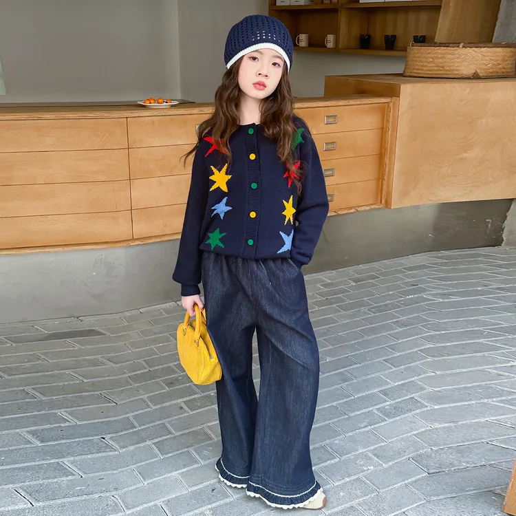 女童秋季毛衣2025新款洋气时尚星星图案开衫6-12岁中大童秋款衣服
