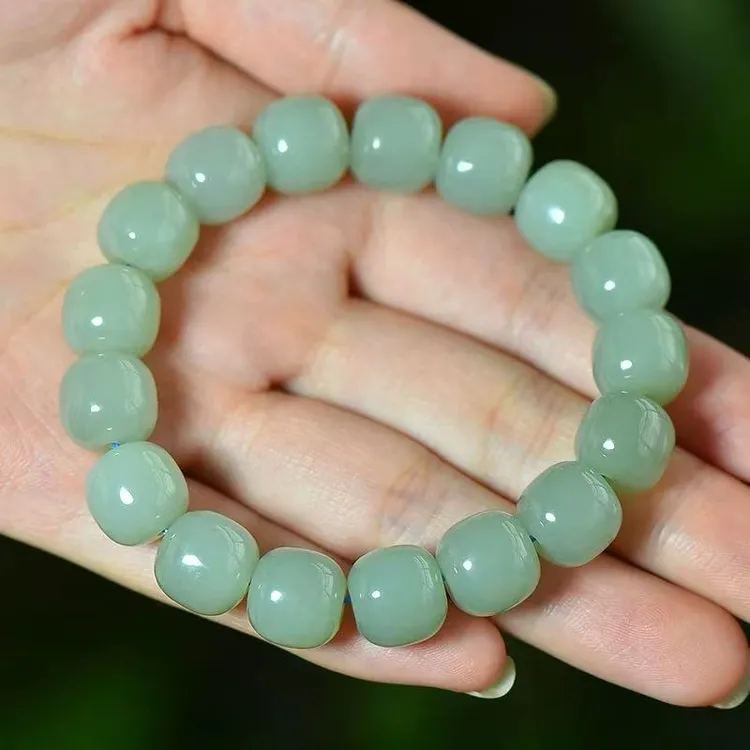 和田玉晴水老型珠手串和田玉大号