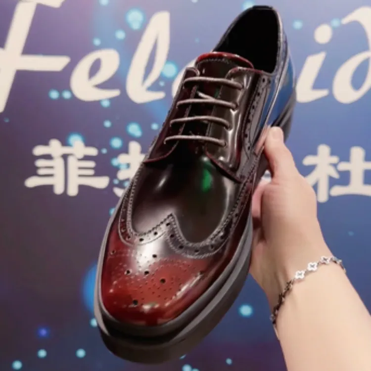（断码清库存）菲拉滨杜广州高端商务休闲时尚厚底开边珠牛皮鞋
