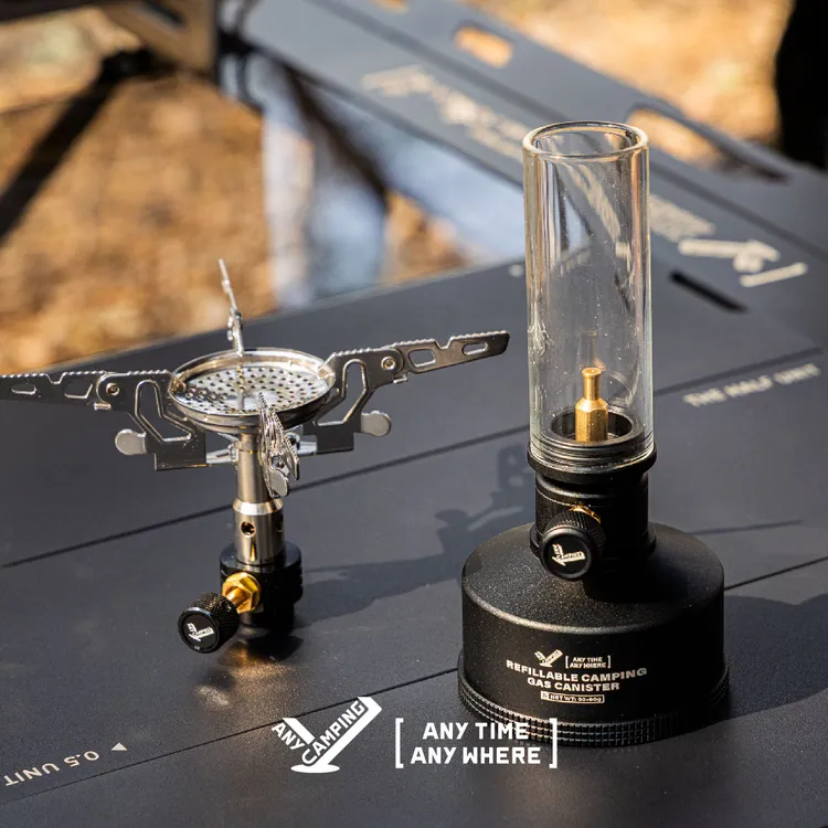 【无界露营】户外露营气灯套组黑色分体炉头气灯储气仓轻量野营装备
