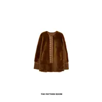  The pattern room | 臻藏系列融合美学提花袖皮毛一体短大衣