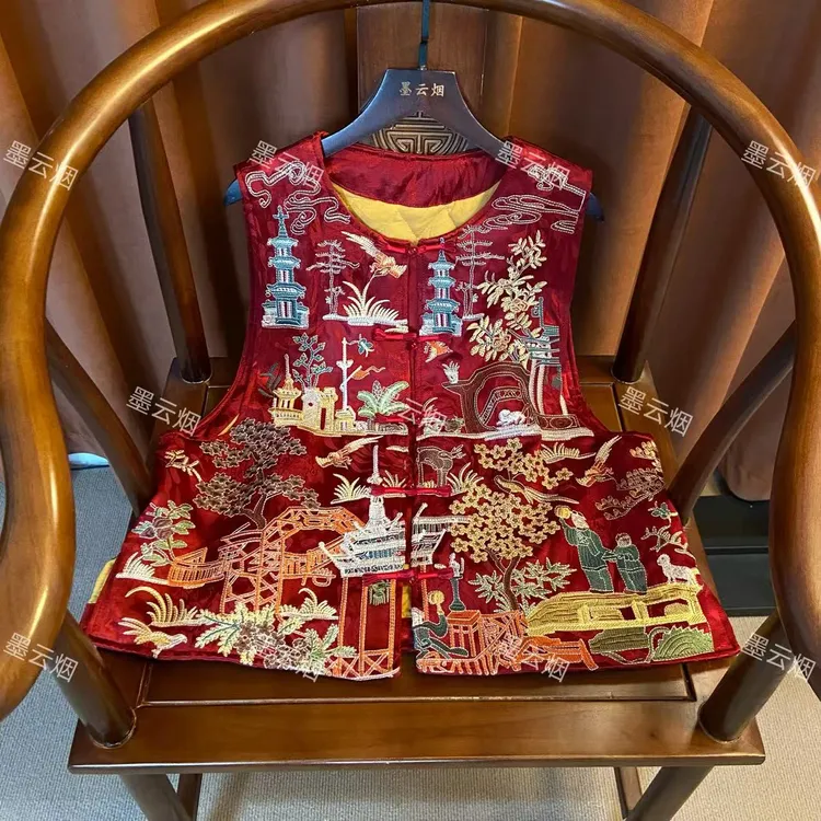 【翘盼】新中式重工满刺绣高级气质复古优雅马甲国风女士坎肩民族风
