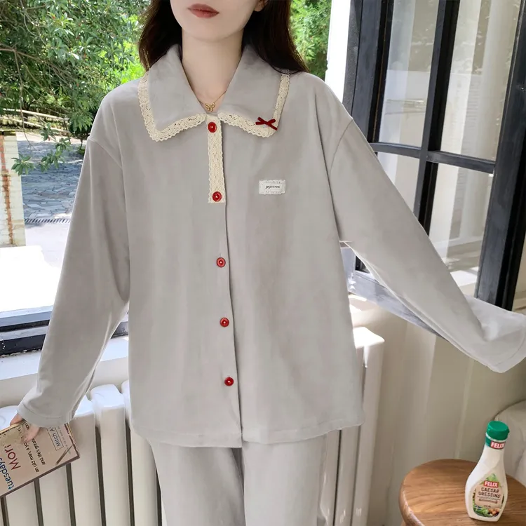 睡衣女款爆款2025新款秋冬季甜美薄绒珊瑚绒海岛绒保暖家居服套装