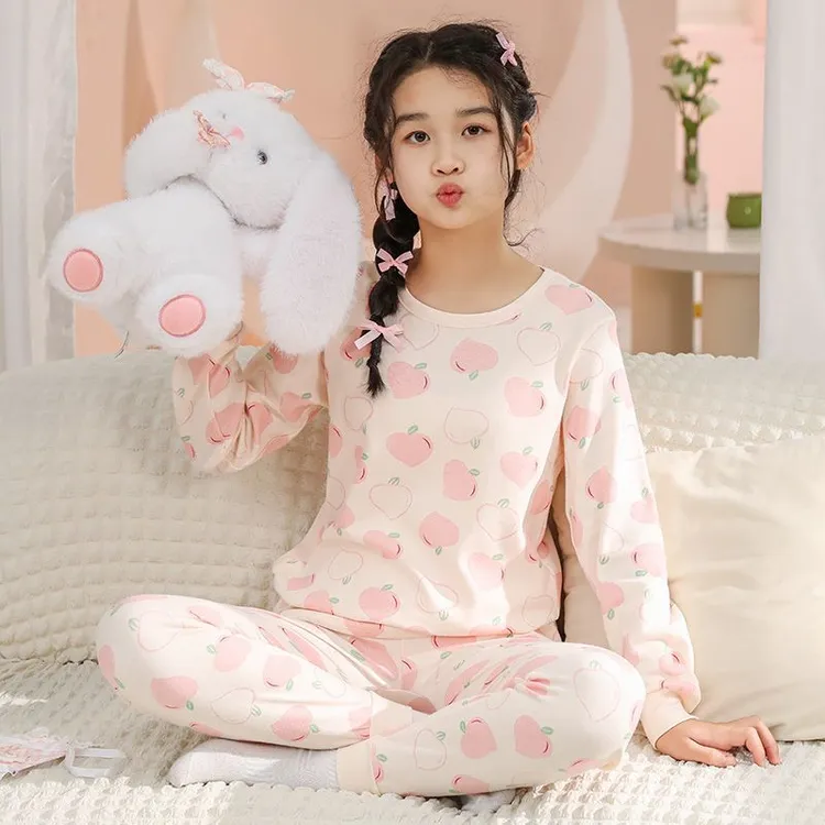 女童纯棉秋衣秋裤儿童春秋套装中大童女童睡衣宝宝家居服保暖内衣