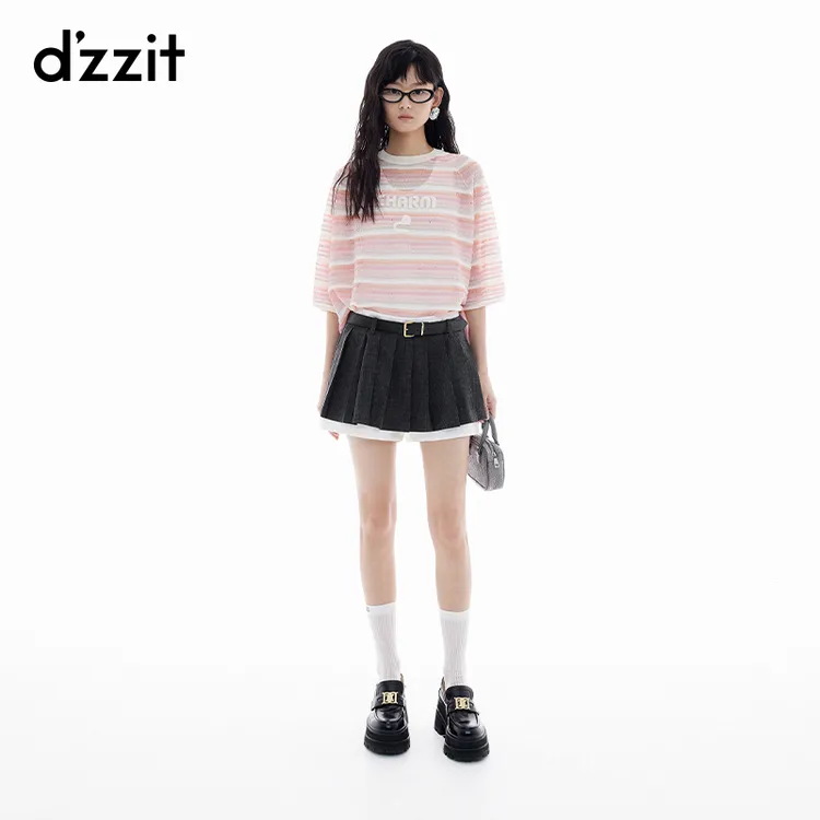 【商场同款】dzzit地素针织衫夏季多巴胺中袖上衣女3J2E33129