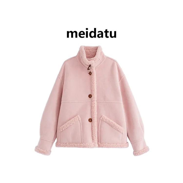 美哒兔（不惧风雪）冬季羊羔毛粉色加厚保暖外套CK3317-27